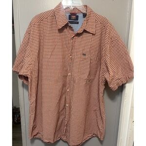 Wrangler Button Up Orange Plaid Shirt Men Size XL Short Sleeve Western